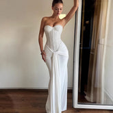 Ribbon Slim-fit Sequined Tube Top Midi Dress